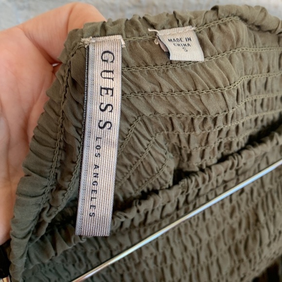 Guess Silk Smocked Green Tube Top Maxi Dress sz S - Picture 4 of 6